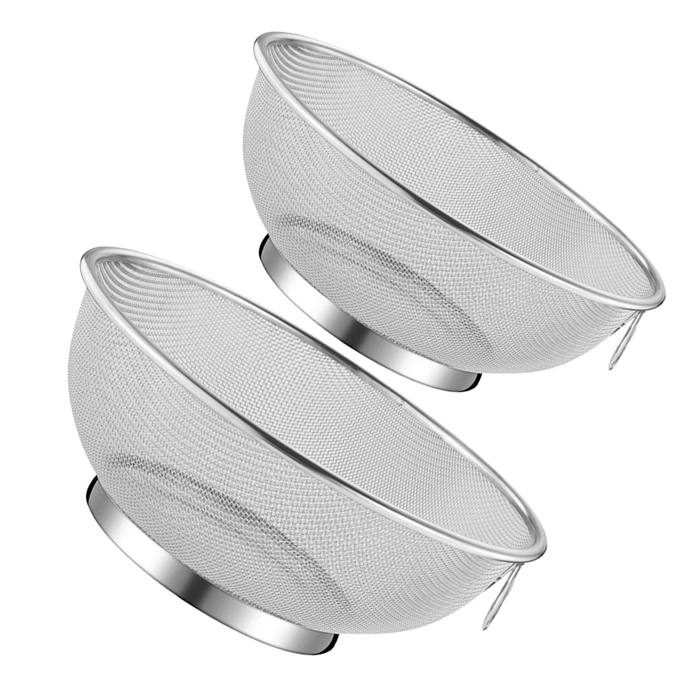 

2Pcs Kitchen Filtering Strainer Bowl Stainless Steel Fine Mesh Colander for Soy Milk Oil Rinsing Fruit Pasta Spaghetti