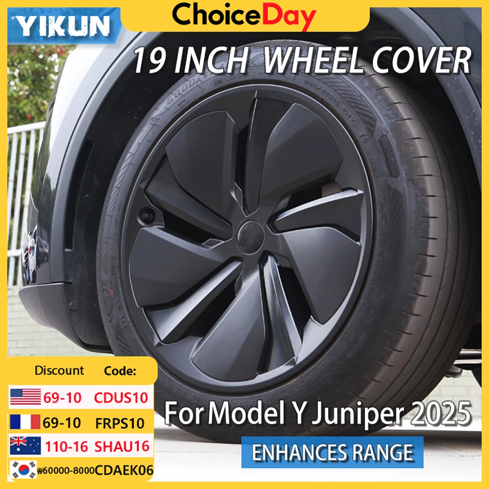 

4PCS Hub Cap 19 Inch for Tesla Model Y Juniper 2025 Performance Replacement 19" Crossflow Wheels Cover Full Rim Car Accessories