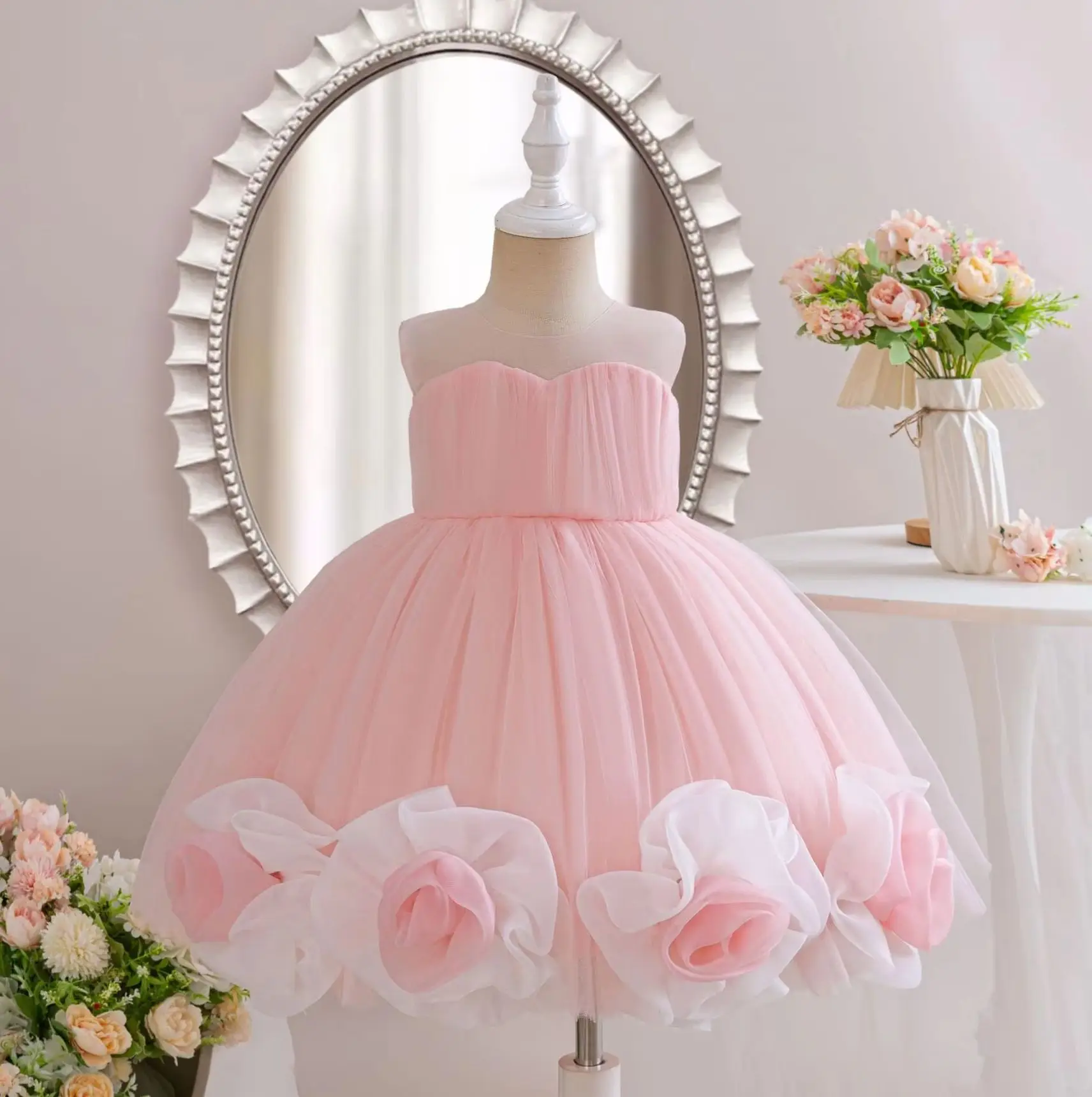 

Cute Baby Girls' Dresses Princess Birthday Party Dresses for Kids Girl Super Flower Tutu Clothes Tulle 1-6 Years