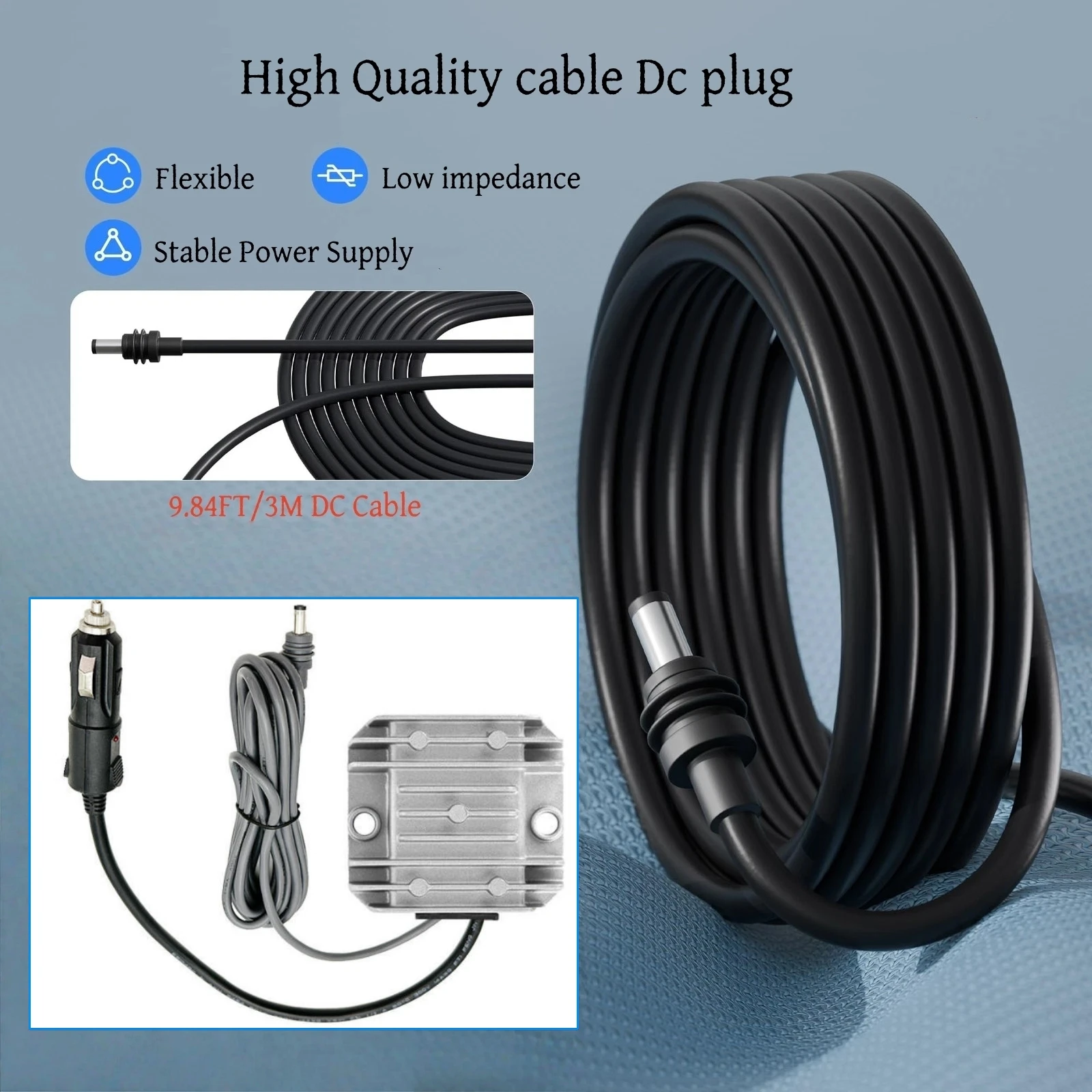 Power Adapter for Starlink Mini 10V-28V to 30V 3.5A 105W | Waterproof Step-Up Converter with 3M DC Cable & Cigarette Plug for RV