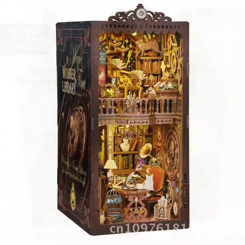 DIY المقصورة كتاب حامل لعبة اليدوية تجميعها نموذج منزل خشبي صغير اللبنات مكتبة الوقت السحري هدية للعقلية #5