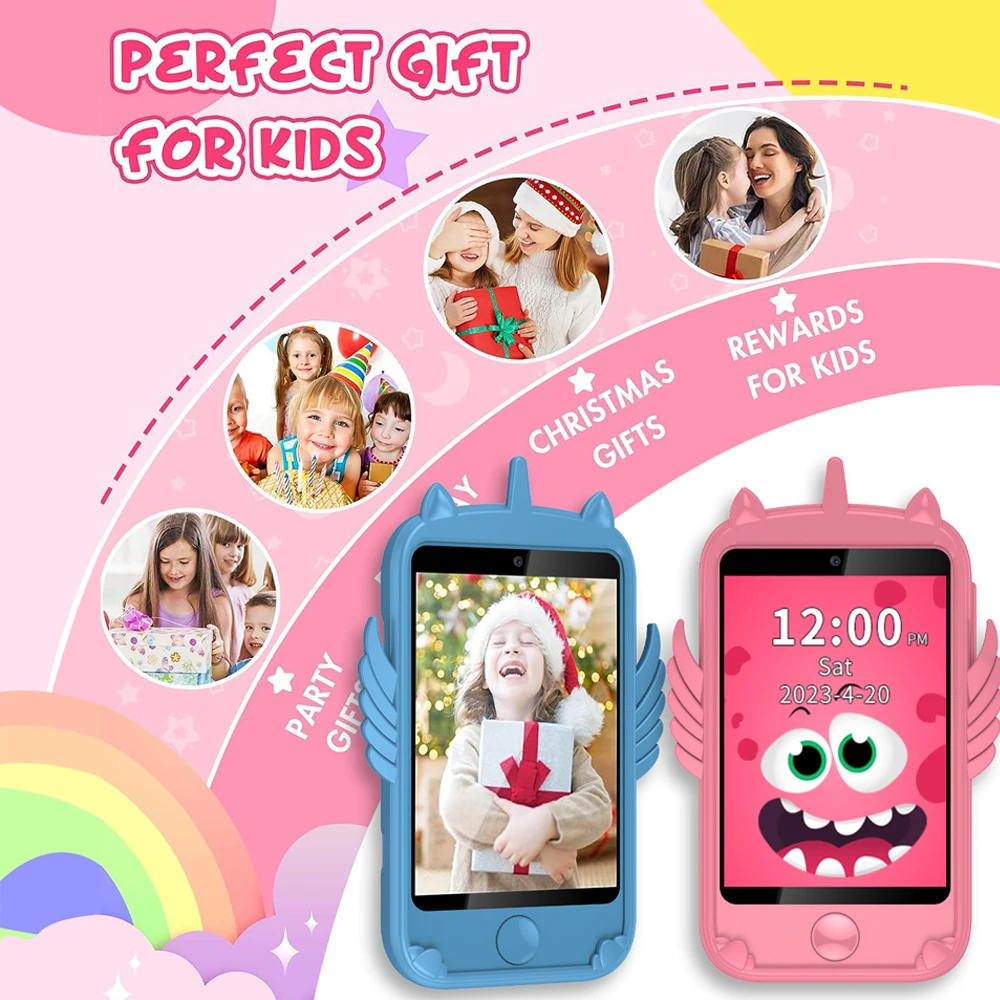 Children Smartphone 2G Camera Video Record Music Play Pedometer 19 Games Habit Tracking Girls Boys Clock Smart Watch Kids