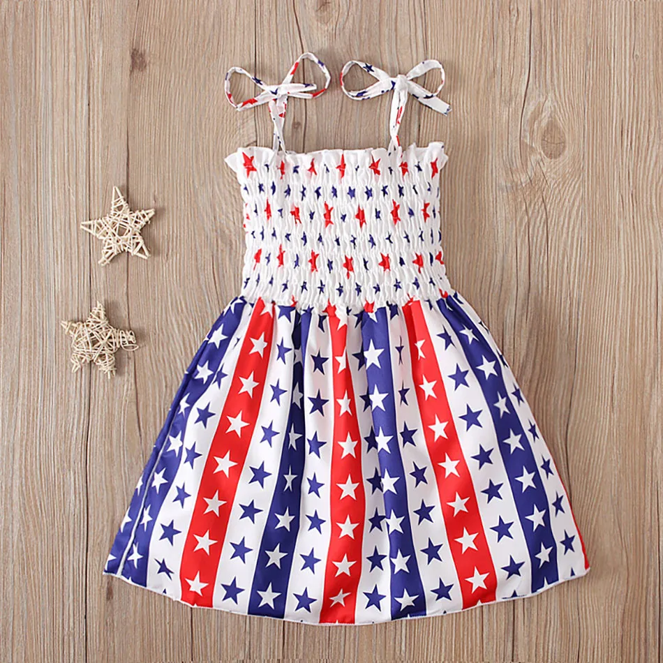 Stylish Summer Dress for Girls Strap with Independence Day Theme Cute Dress Dino Panda and Floral Prints Girls Casual Dresses