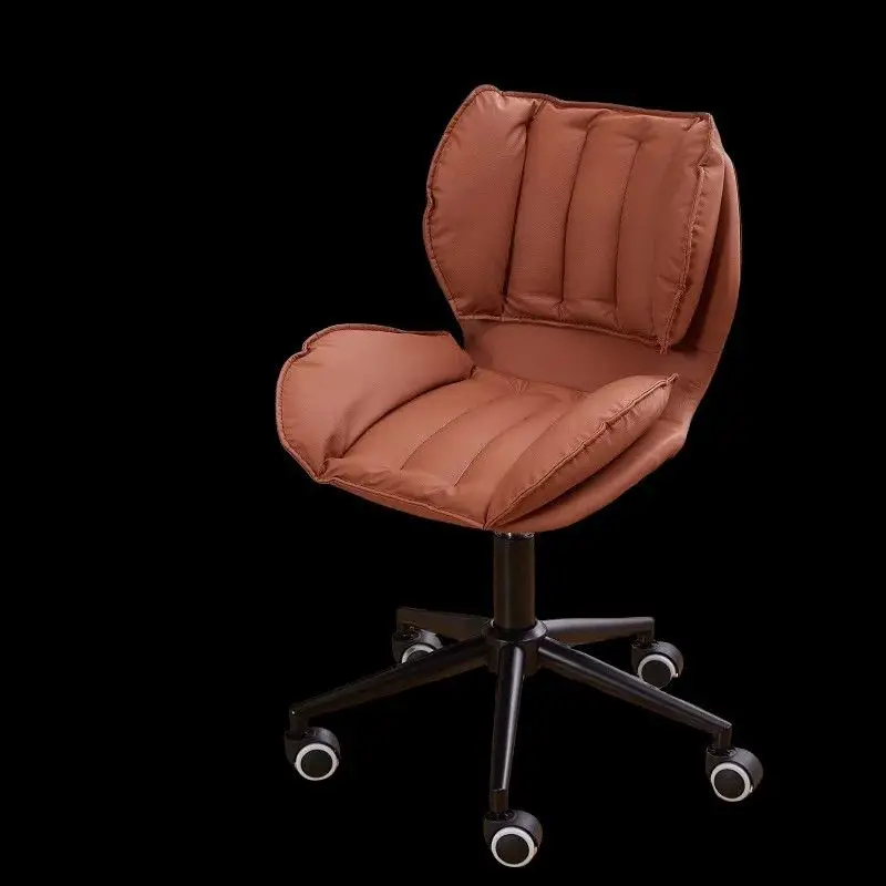 Gaming Chair Caramel Brown Faux Leather Swivel Height Adjustable 360 Rolling Home Office Desk Chair With Universal Wheels