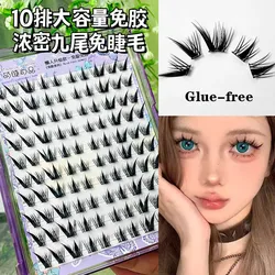 Glue-free Self-adhesive False Eyelashes Thick Fluffy Winged Lash Manga Fox Eyes Reusable Easy To Remove 9-13mm