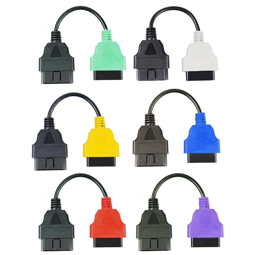 6pcs 6 Color OBD2 16Pin OBD Adapter for Fiat ECU Scannner OBD2 Connector Cable for Fiat/Alfa Romeo/Lancia ECU Scan MultiECUScan