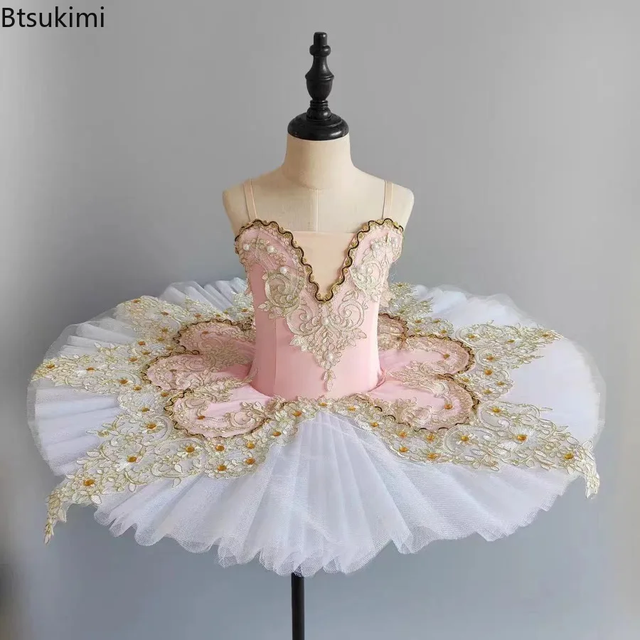Children Professional Ballet Tutu for Kids Girls Red Swan Lake Ballet Dance Clothes Adult Pancake Ballerina Figure Skating Dress