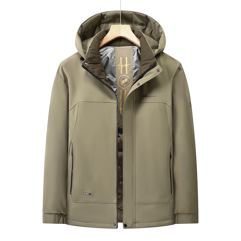 

Versatile Parkas Men's Windproof Jacket Winter New Item for Middle-aged and Elderly Dad Business Hooded Graphene Warm Jacket
