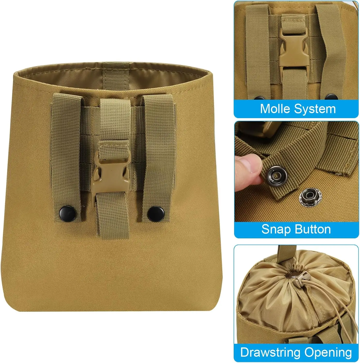 Dump Pouch, Folding Dump Waist Bag Roll-Up Drawstring Utility Tool Storage Pack Backpack Accessories Shooting Climbing Outdoor S