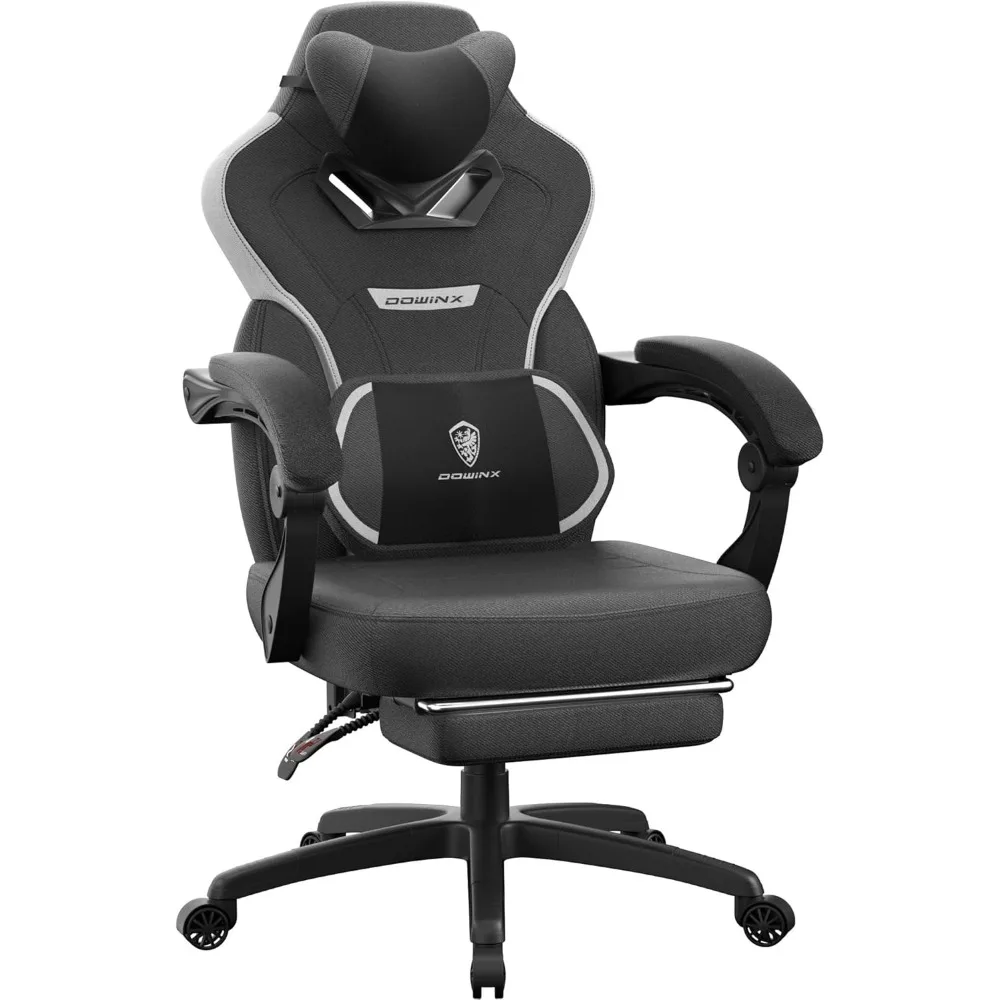

Gaming Chair with Footrest, Fabric Gamer Chair for Adults, Computer Chair with Massage for Heavy People Fabric,Black