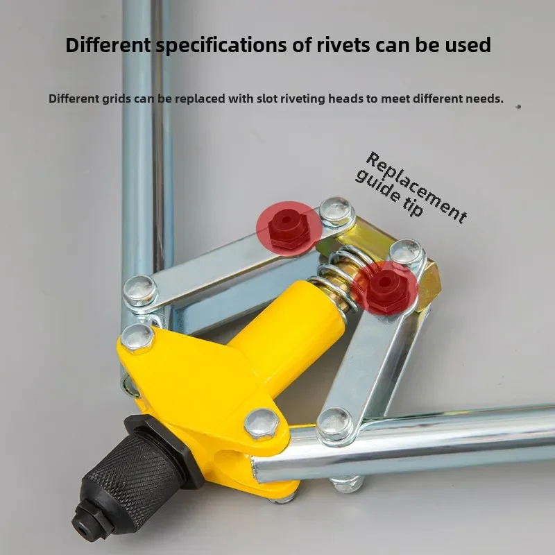 Pistola per rivettatrice a doppia impugnatura in alluminio leggero per uso interno ed esterno