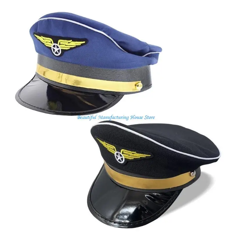 

E56A Novelty Flight Cap Adult Role Play Costume Hat Night Club Cap Performances Hats