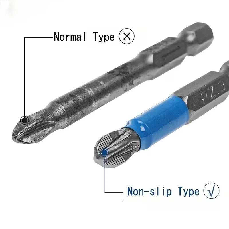 6-piece magnetic anti slip screwdriver head set, S2 steel electric screwdriver nozzle cross cape (PH1 PZ1 PH2 PZ2 PH3 PZ3) view 4