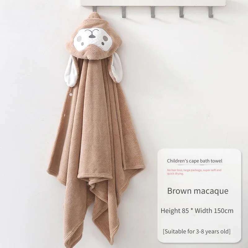 Asciugamano per bambini Mantello Morbido e assorbente in cashmere Asciugamano per bambini Accappatoio Indossabile con cappello Accappatoio in cartone animato Modello animale in cashmere