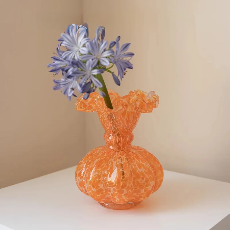 

Art Design Vase Fenton Retro Glass Ancient Style Vase Light Luxury Table Decoration Ornament Porch Soft Flower Holder