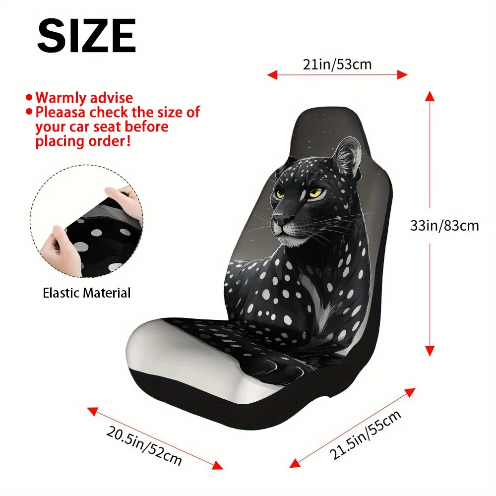 2pcs Mystical Shadow Panther Design Universal Car Seat Covers Set For Most Cars – Premium Quality, Stylish, Durable, Universal F