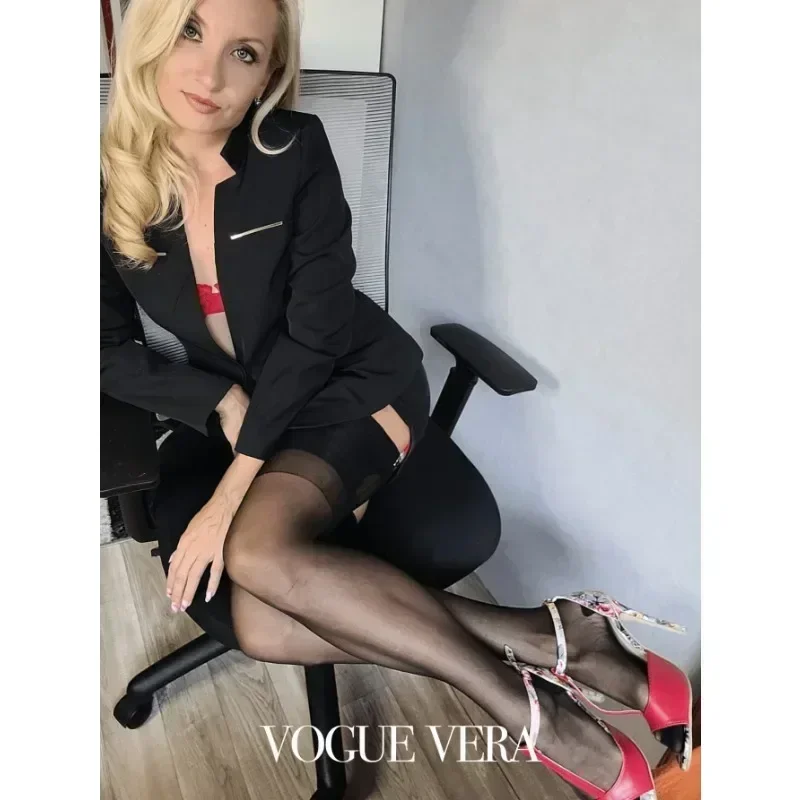 1 Pair Women's Black Backseam Lockstitch Nylon Non-Elastic Elegant Vintage French Sexy Thigh High Stockings,