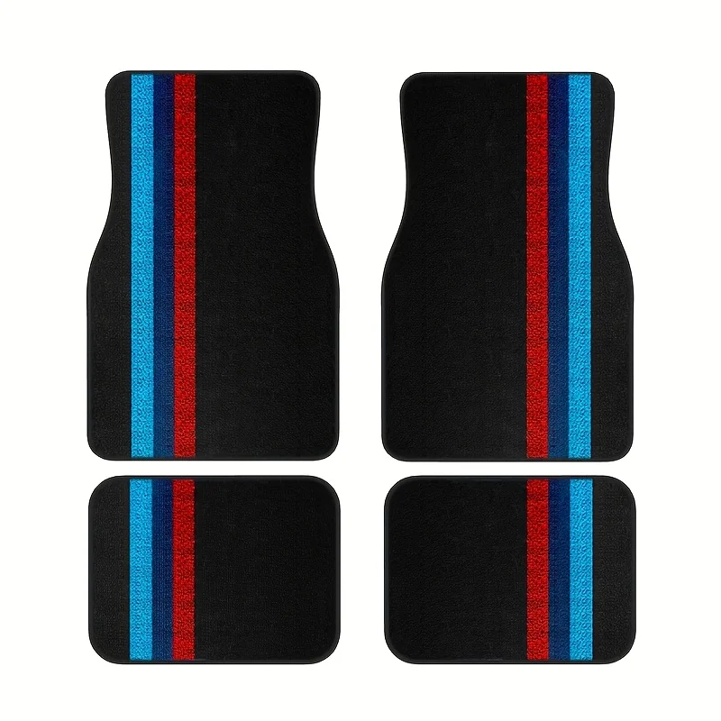 4Pcs For BMW Car Floor Mats With Logo - Heavy-Duty All-Season Design Black/White Finish, Ideal For Sedans & Trucks