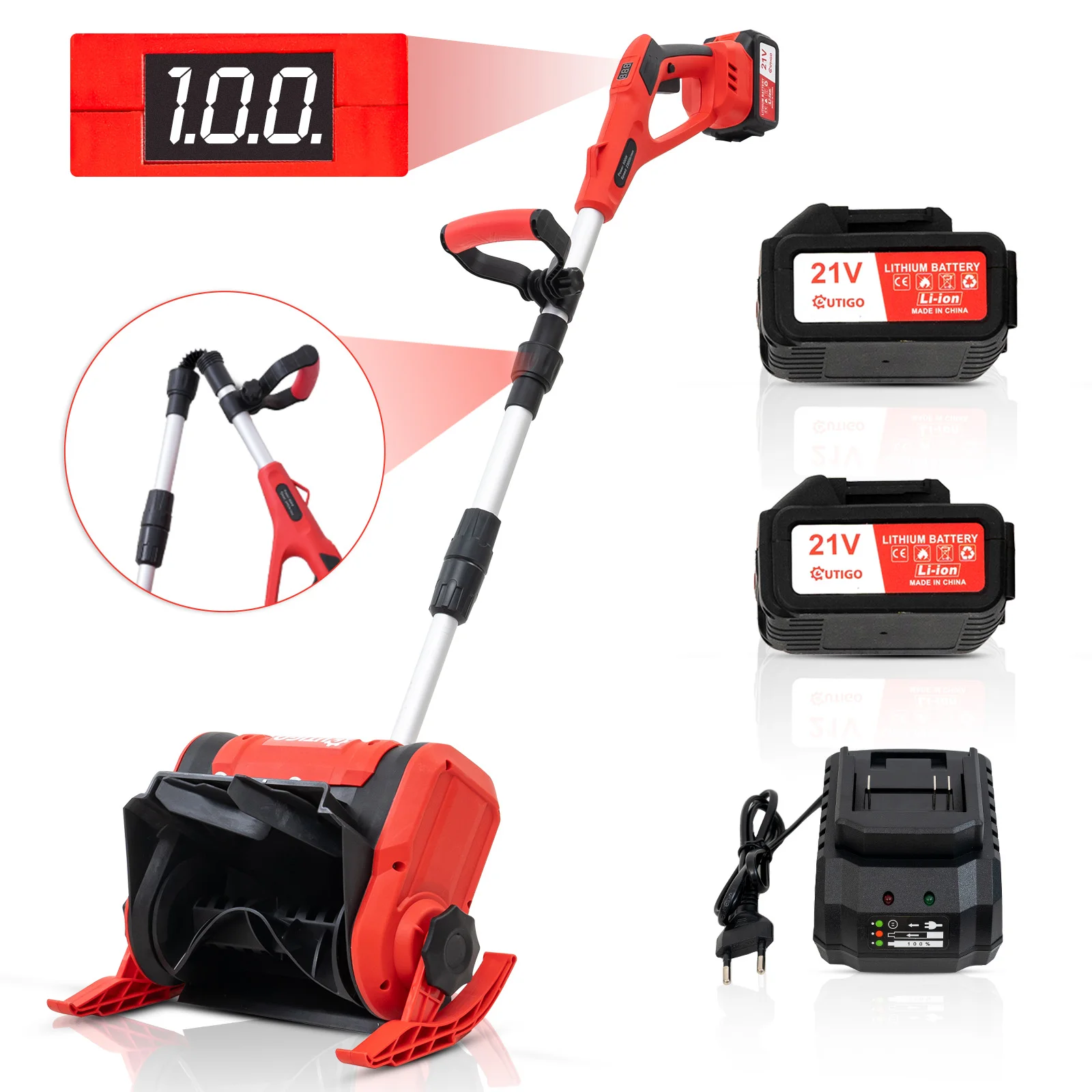 Spazzaneve ricaricabile OUTIGO Wigler, 900W, larghezza 23 cm, profondità 16 cm, distanza di proiezione 8 M