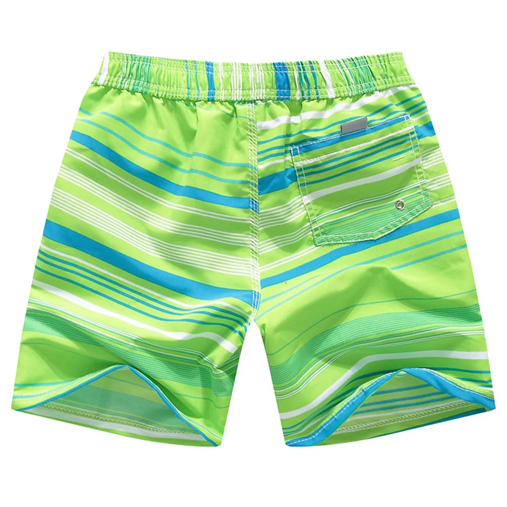 Quick Dry Beach Pants Swim Trunks for Kids Elastic Waist Drawstring Surf Shorts Children Swimming Wear Fluorescent Green