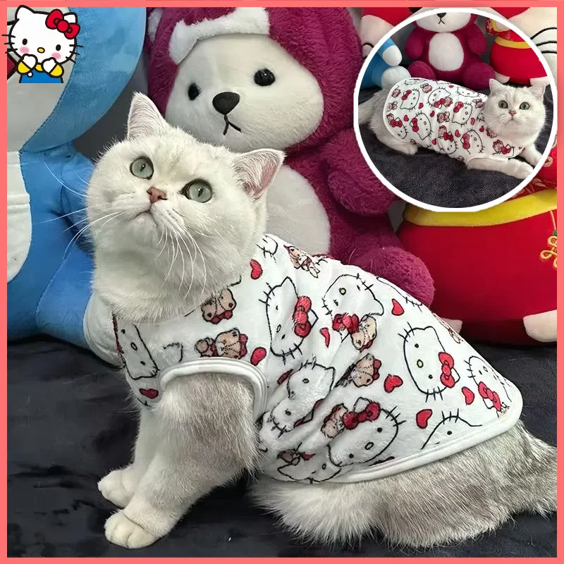 Hello Kitty Kawaii Cat Sweater Costume Winter Warm Pet Clothes For Cats Pullover Mascotas Clothing Gatos Products For Animals