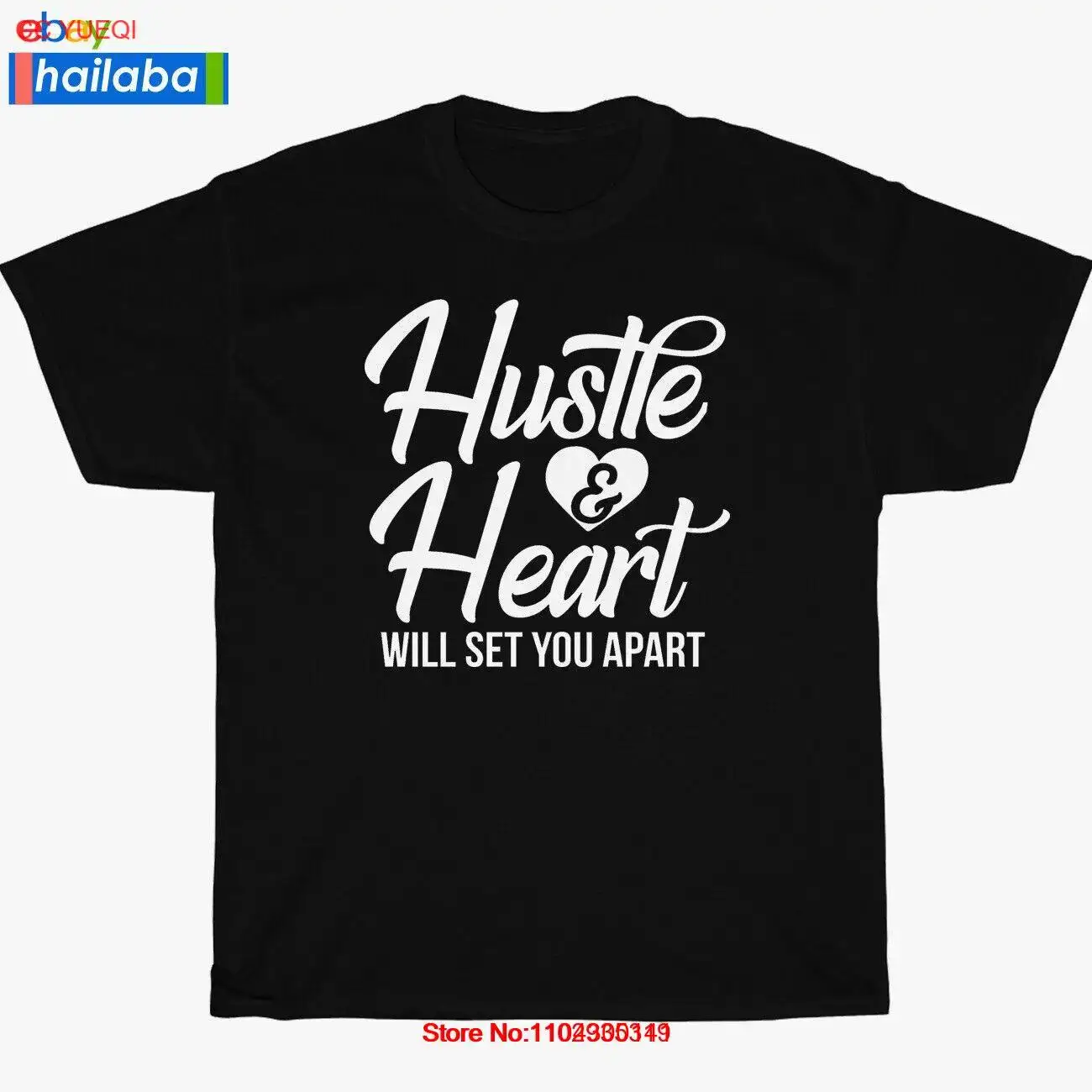 Nuevo Hustle & Heart WILL SET YOU APART camiseta negra/blanca para hombre S-3XL