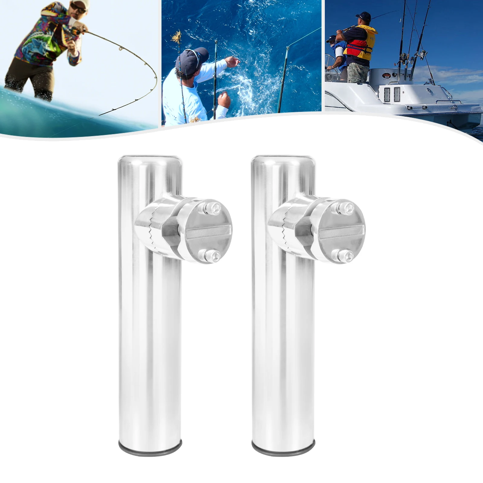 2PCS Stainless Steel Fishing Rod Holder for Yachts, Fishing Boats