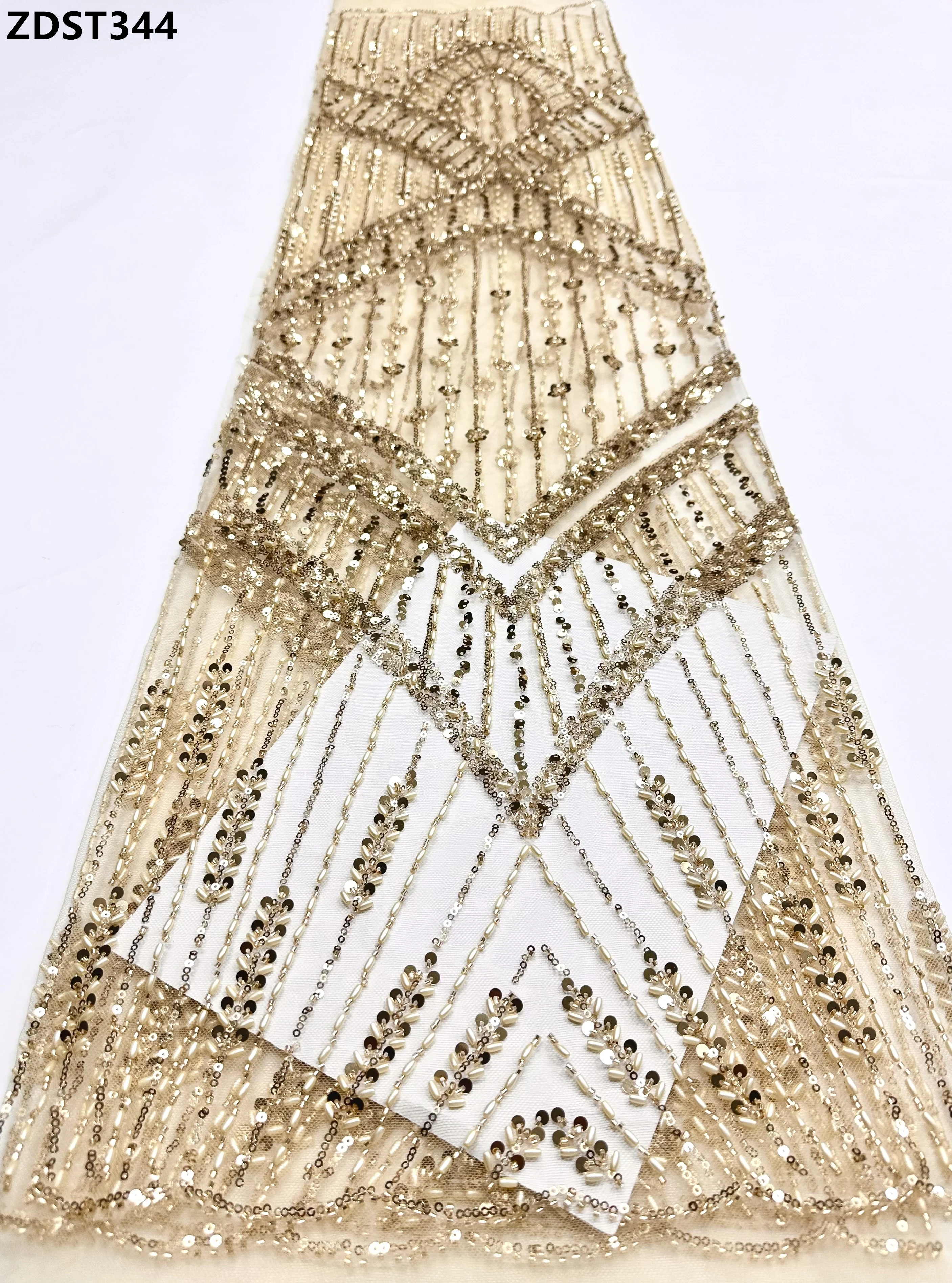 

Элегантная роскошная французская свадебная кружевная ткань с бусинами и блестками, свадебное платье в европейском стиле, кружево для жениха, нигерийская вышивка