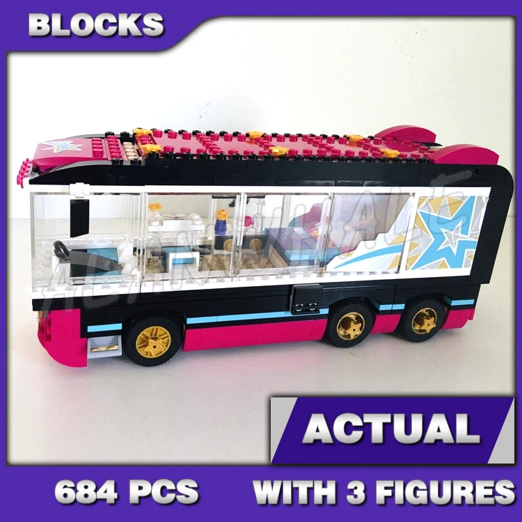 684pcs Friends Pop Star Tour Bus Party Stephanie 10407 Model Building Blocks Children Sets Kids Sets Bricks Compatible with