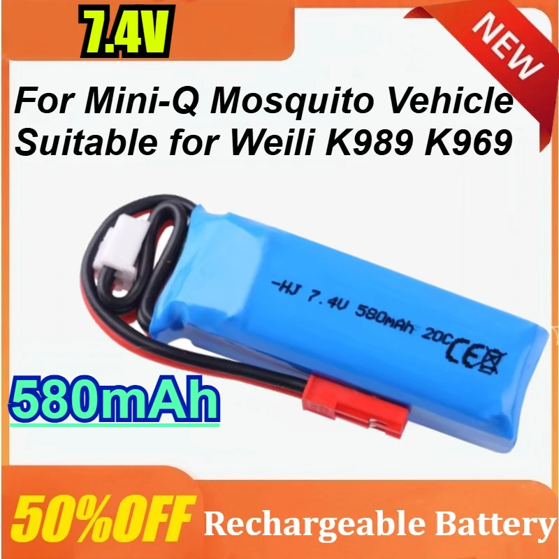

For Mini-Q Mosquito Vehicle for Weili K989 K969 1:28 Remote Control Car 7.4V 580mAh Li-Ion Rechargeable Battery Charging Cable