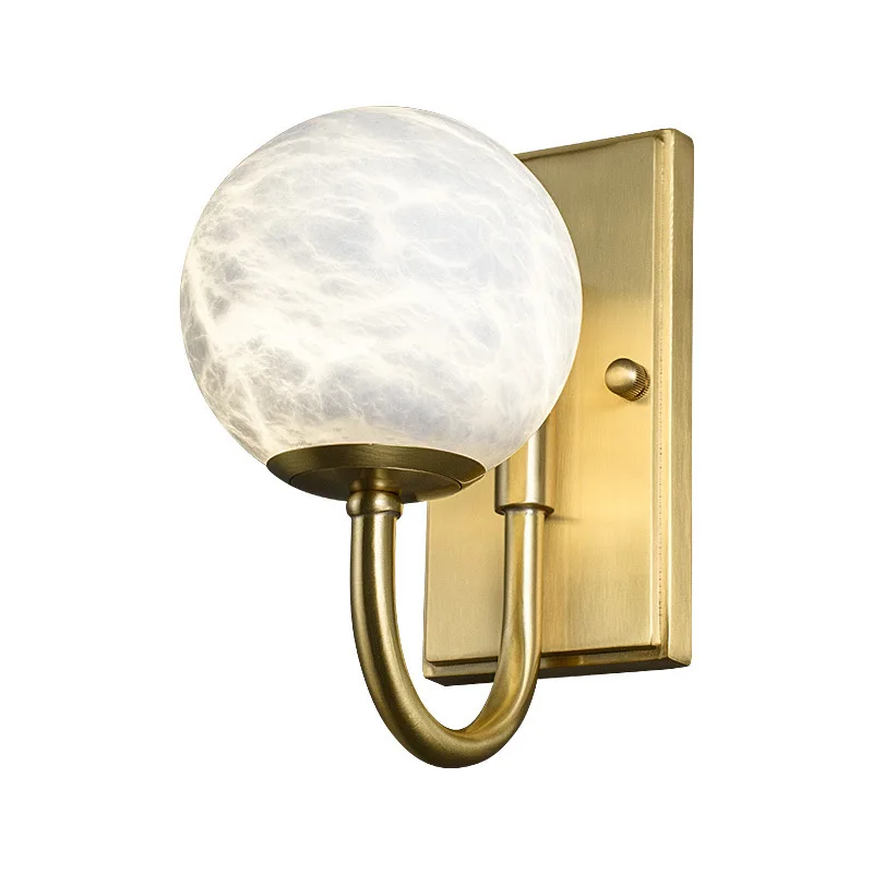 

All-copper marble wall lamp, simple bedroom bedside lamp, light luxury modern living room with aisle stairs