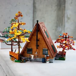 City Street View 21338 Forest A- Frame Cabin Tree House Model Expert Modular Building Block Brick Cottage Toy For Kids Gifts