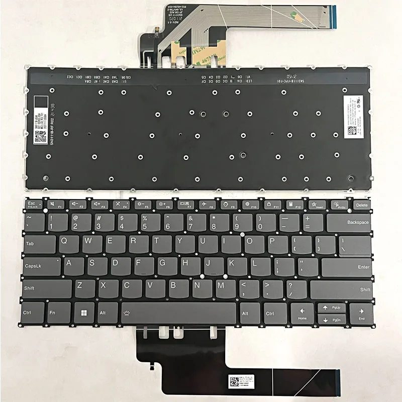 

Серая клавиатура с подсветкой США для Lenovo Yoga Slim 7 Carbon 13IAP7 82U9 82V4, английский