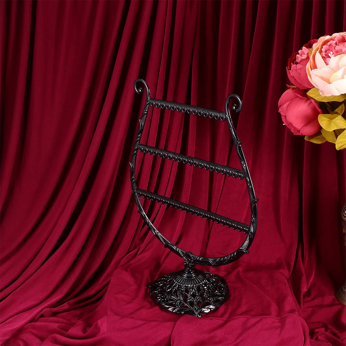 1Pcs Jewelry Display Rack Iron Hollow Black Wine Glass Shape Stable Earring Storage Stand for Bedroom Home Retail Use