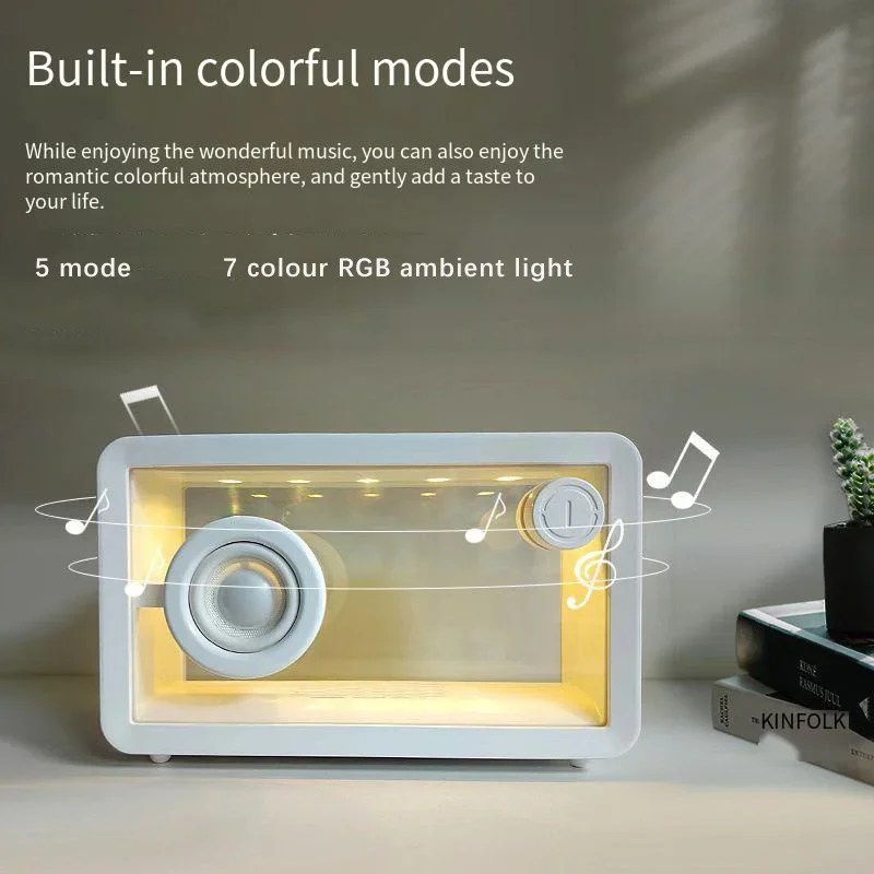 Creative Wireless Bluetooth Speaker with Subwoofer Transparent Glass Colorful LED Lights Home Audio Computer Stereo Soundbox