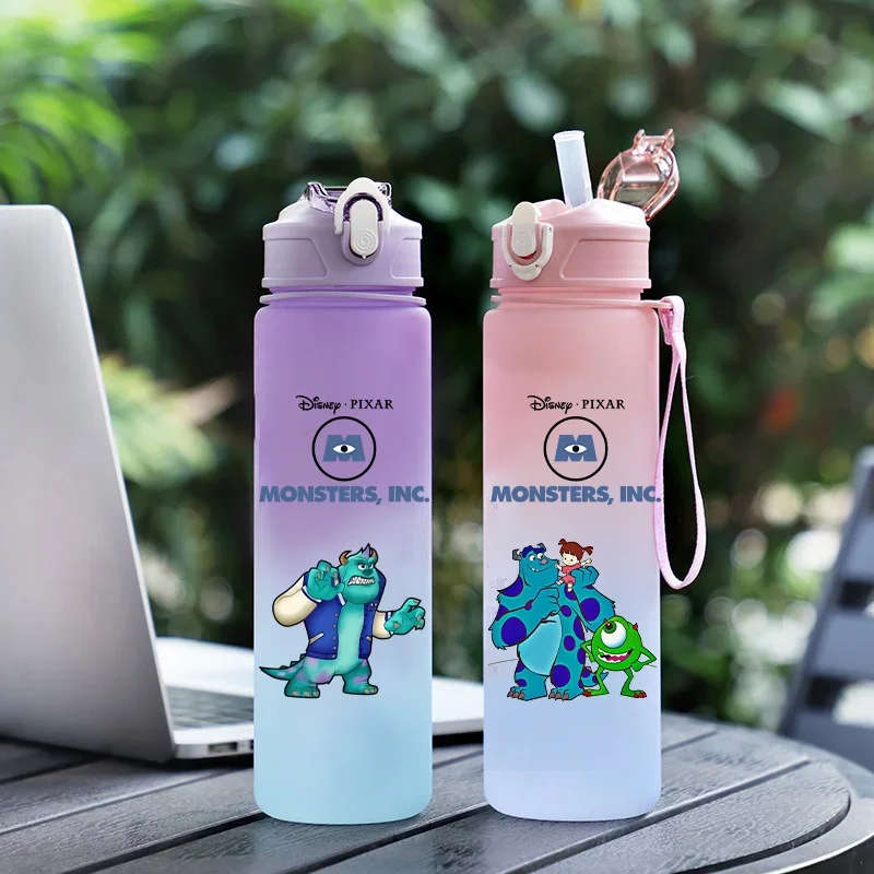 750ML Monsters University Children's Gradient Plastic Water Cup Portable Leak Proof Water Bottle Outdoor Travel Sports Water Cup