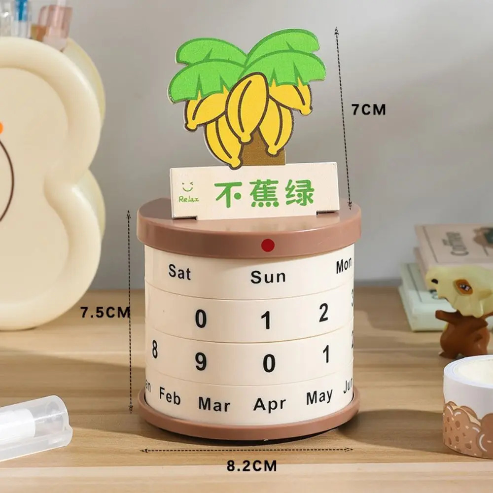 Reusable Plant Pot Perpetual Calendar Non-slip Bottom Date Rotatable Art Rotating Desk Calendar Round Stable