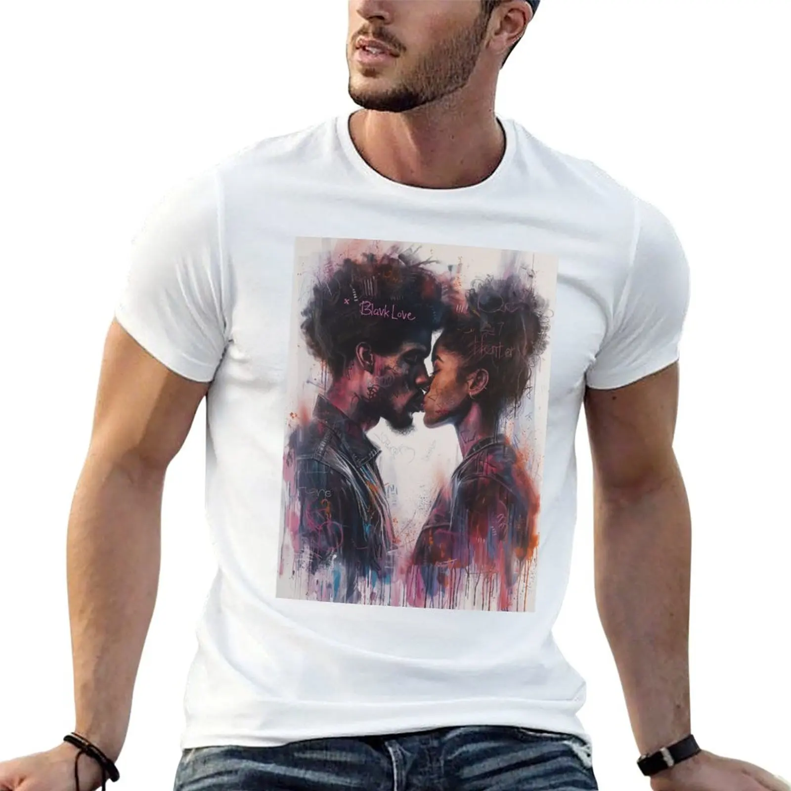 

Blavk Love Graffiti T-Shirt man t shirts cotton funny t shirts cotton T-Shirt
