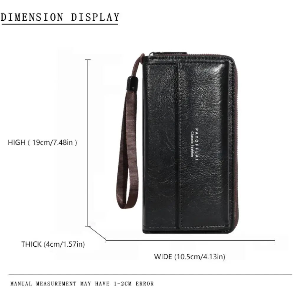 New Zipper Long Wallet PU Large Capacity Clutch Bag Multi Card Double Layer Card Holder Gift