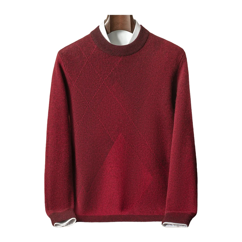 

100% кашемировый свитер, мужской четырехплоский воздушный слой, свитер с круглым вырезом, красный свободный повседневный вязаный свитер, базовый слой, верхняя одежда, 480 г
