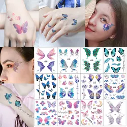 1 Sheet Flash Butterfly Temporary Tattoo Sticker for Eye Face Makeup Fairy Body Art Waterproof False Tattoo for Women