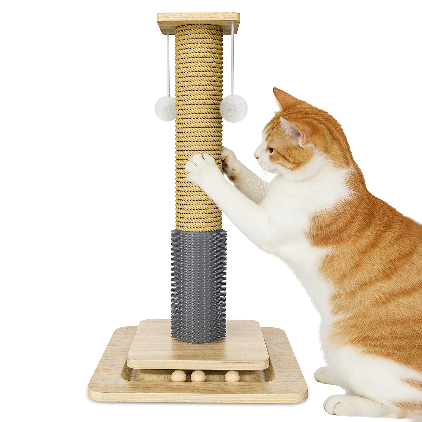 Katzen-Kletterpfeiler Katzenbaum 2-stöckiges Katzenspielbrett Katzen-Kratzbaum mit Hängebällen Katzen-Kletterspielzeug Katzen-Klettergerüst Katzen-Kratzwerkzeug