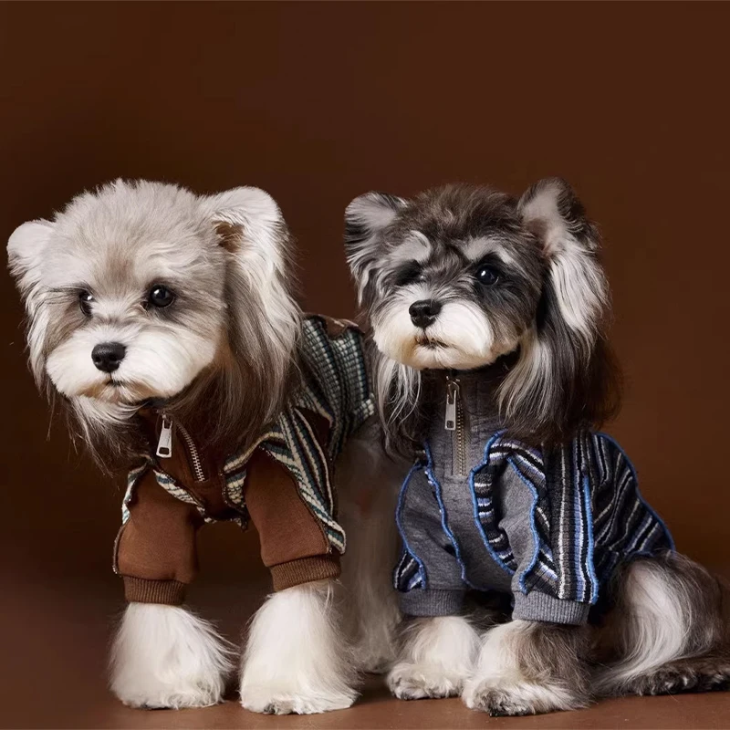 

Pet Dog Patchwork Hoodie Soft Warm Puppy Sweatshirt for Schnauzer Bichon Pomeranian Yorkie Shiba Inu Teddy Small Dog Clothes