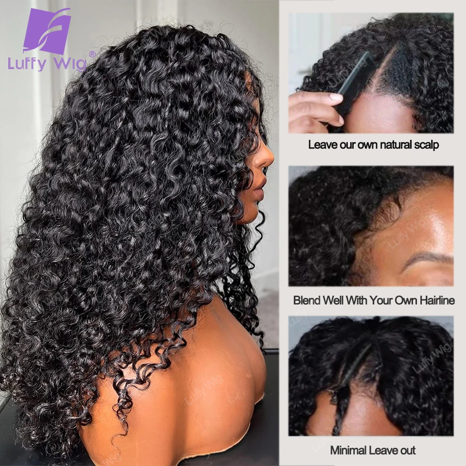 Kinky Curly V Part Wig Human Hair No Leave Out Brazilian Remy VPart Human Hair Wigs 180Density Glueless For Black Women LUFFY