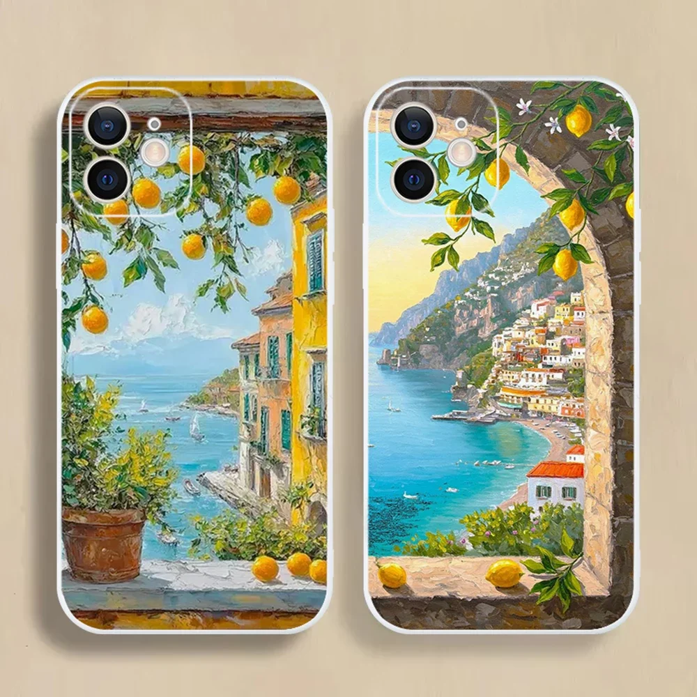 

Seaside Fruit Lemon Phone Case For iPhone 16 15 14 13 12 11 Pro Max Mini X XS SE 7 8 Plus 16E Shockproof Non-Slip Cover Fundas