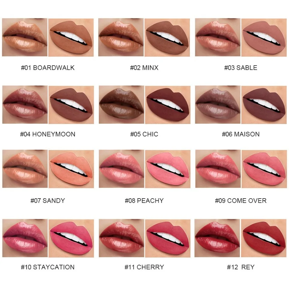 2in1 Moisturizing Mirror Lip Glaze Long Lasting Liquid Matte Lipstick Private Label Custom Logo Vegan Makeup Wholesale