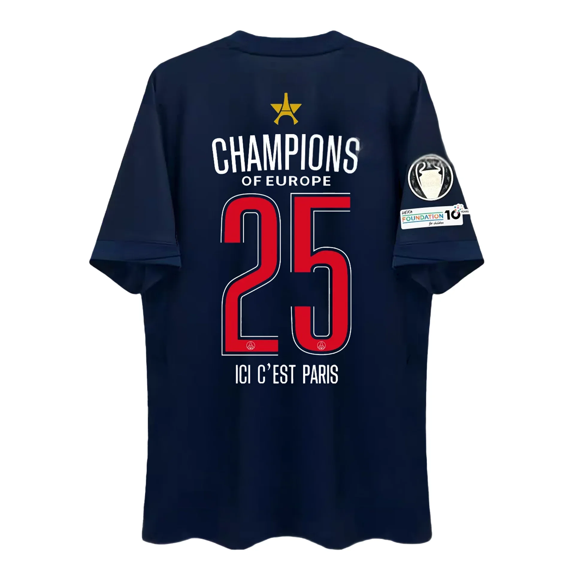 

24-25 Paris PSG Champion Version Dembélé и Doué Топы с короткими рукавами Домашний трикотаж 3ds Дышащий Удобный Спортивные тренировки на открытом воздухе