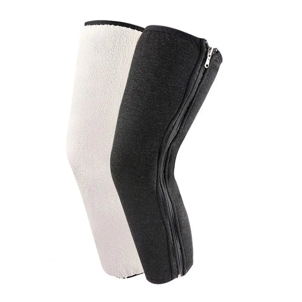 Zip-up Knee Support for Warmth Thickened Lengthened Knee Pads Winter Knee Support Pads Thicken Fleece for Arthritic for Skiing