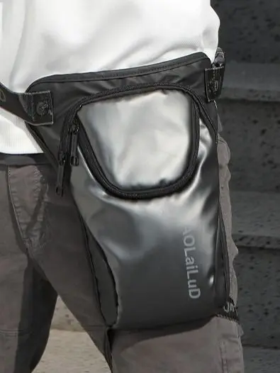 Bolsa de pierna para hombre, riñonera impermeable de nailon para motociclista, bandolera deportiva para hombre, cinturón cruzado para cadera y muslo