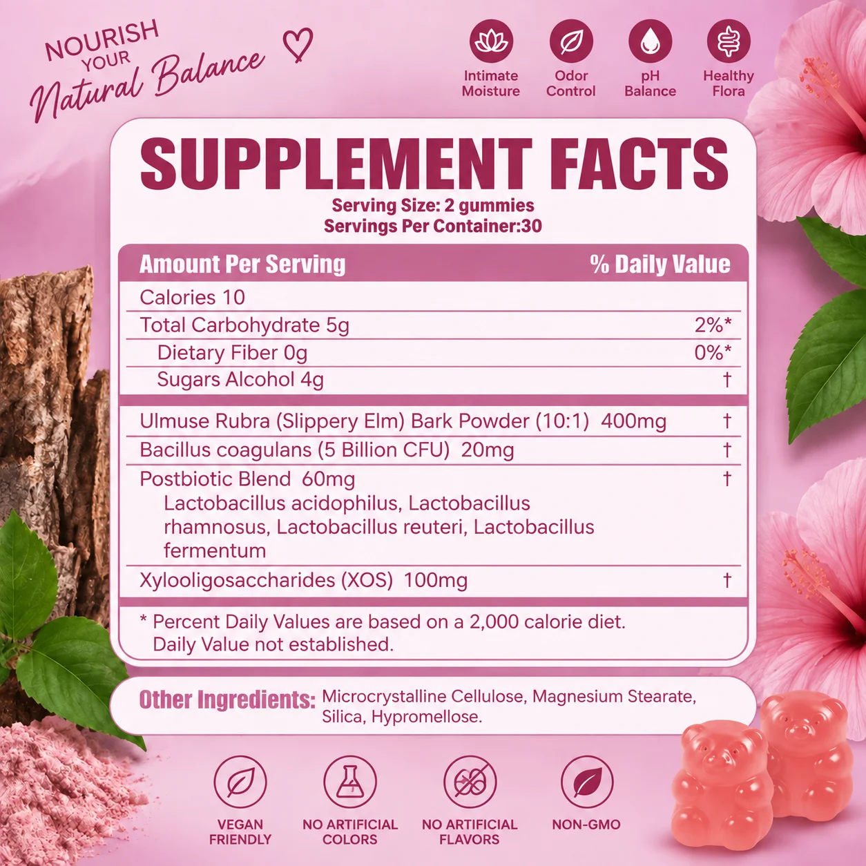 Women's Probiotic+Slippery Elm - Yeast Balance, Promote Vaginal and Overall Health, Confidence, Enhance Vitality and Immunity